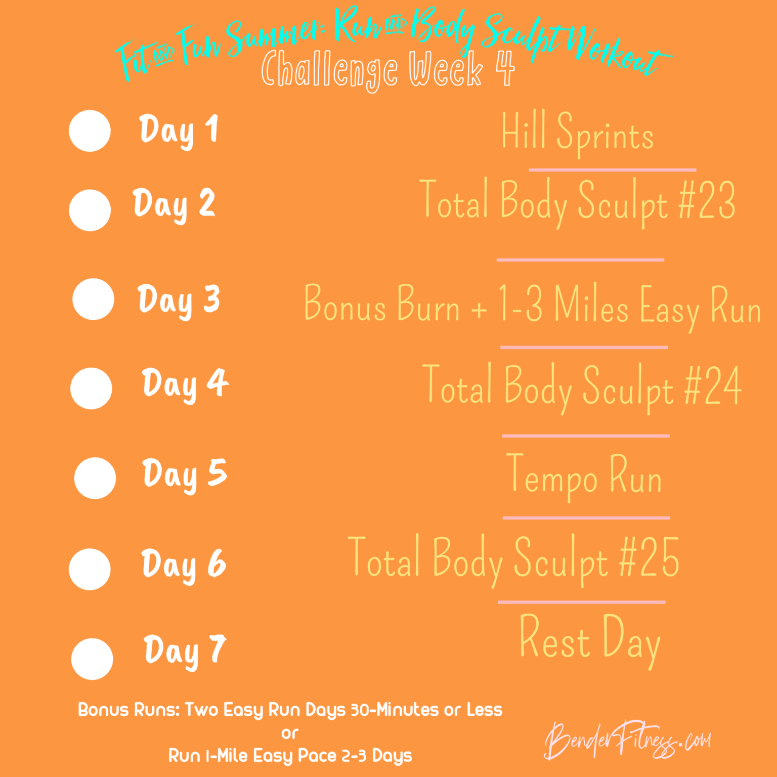 FIT AND FUN SUMMER: RUN & BODY SCULPT WORKOUT CHALLENGE: WEEK 5 ...